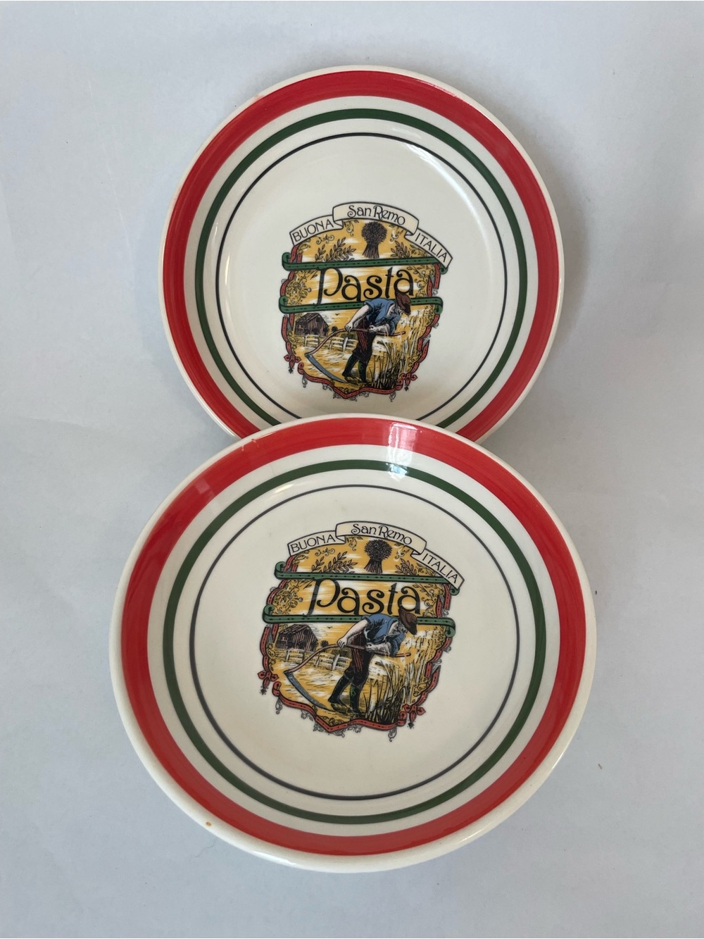 Vintage Castellania Pasta Bowls San Remo Buona Italia Pasta Set of 2